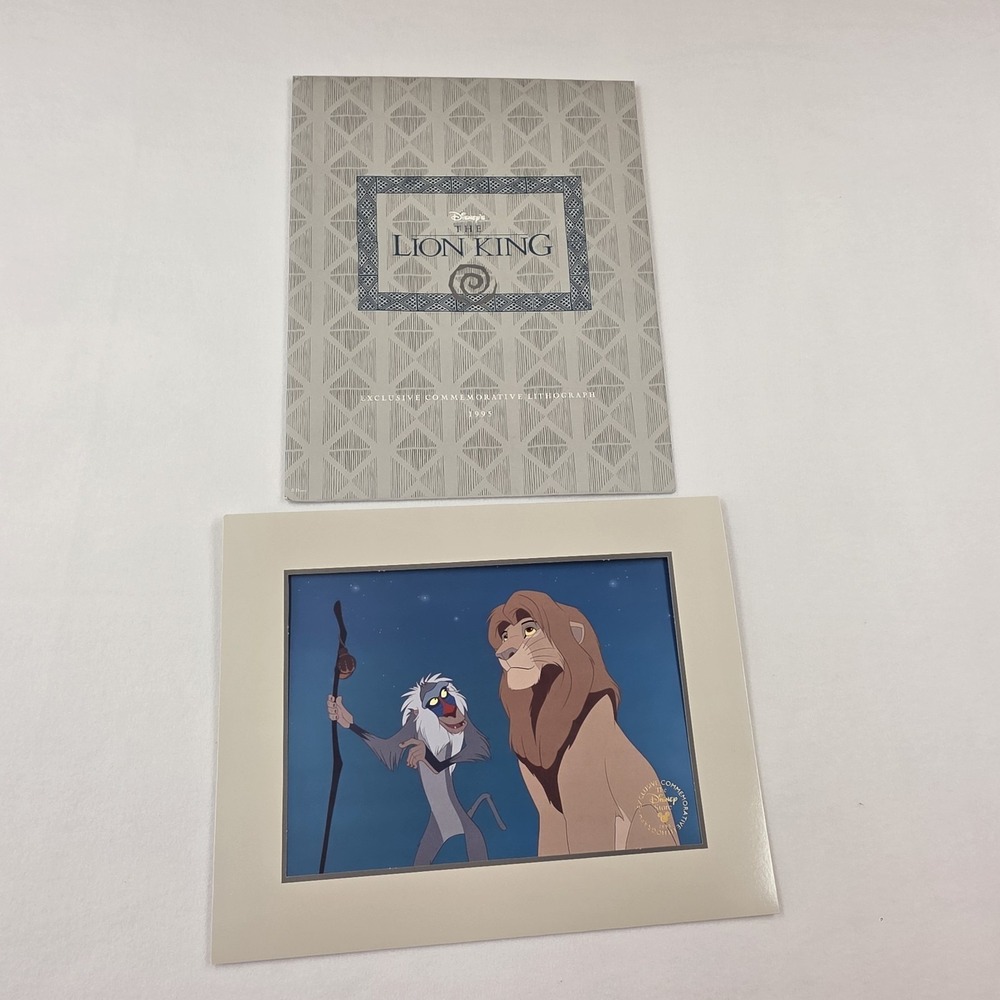Disney Store Excl. The Lion King Commemorative Lithograph 1995 Simba & Rafiki